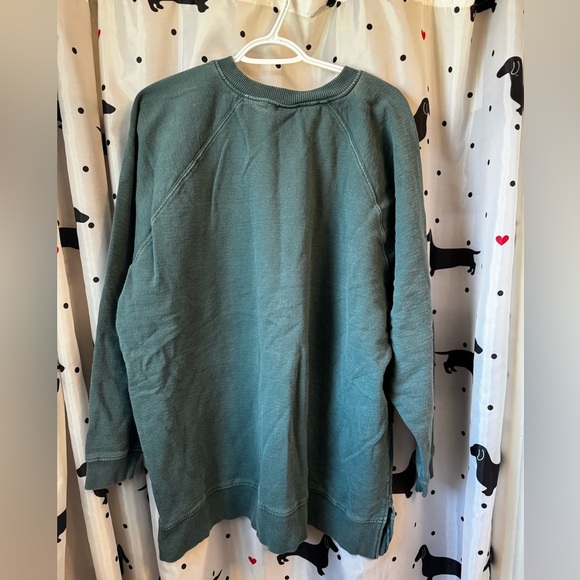 Green Crewneck Sweater with Ribbed Cuffs and Waistband - Picture 4 of 4